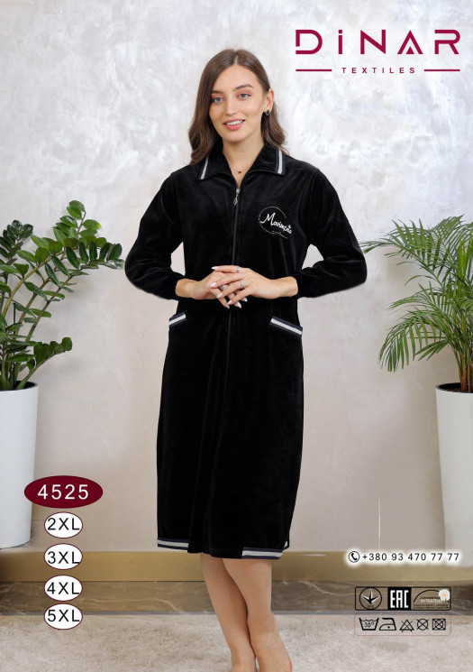 Халат жіночий, велюр на котоновій основі, м.4525 (Розмір: 2XL-5XL), в упаковці 4 штуки №319409 - RomeoLife SE544