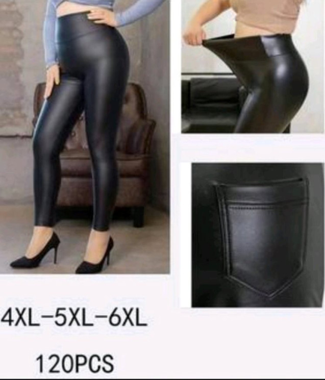 Лосини жіночі, екошкіра, хутро (р. 4XL-6XL ), в упаковці 12 штук №336506 - Iris BG/PO 436