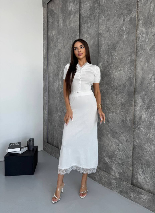 Костюм жіночий "двійка" з мереживом, трикотаж + мереживо м. 5010 (р: 42-46) №820035 - 
