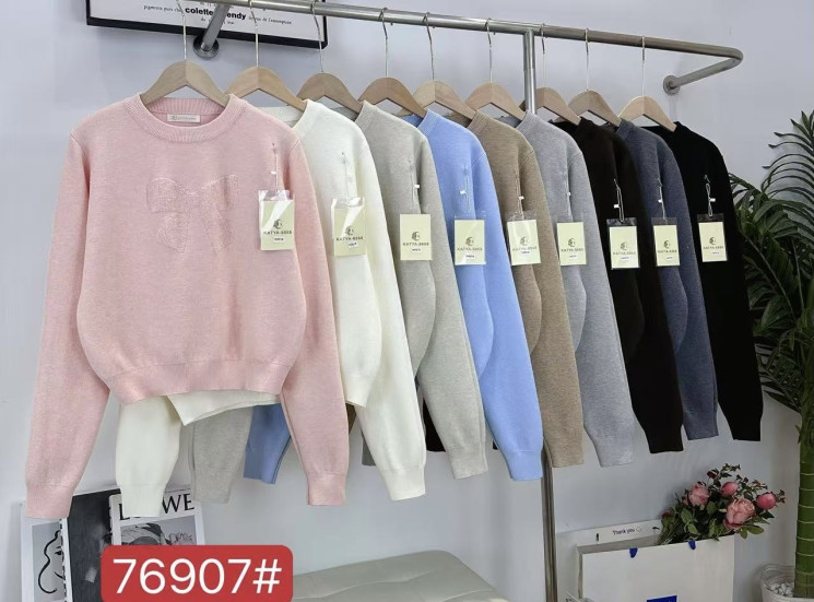 Светр жіночий, кашемір, м.76907 (р. 46-50), мікс кольорів, в упаковці 5 штук №337006 - Love SE 973-975