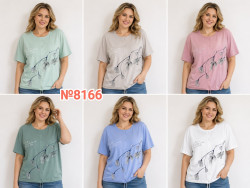 Футболка жіноча, трикотаж, м.8166 (р. 3XL-6XL ), 6 кольорів, в упаковці 4 штуки №346174