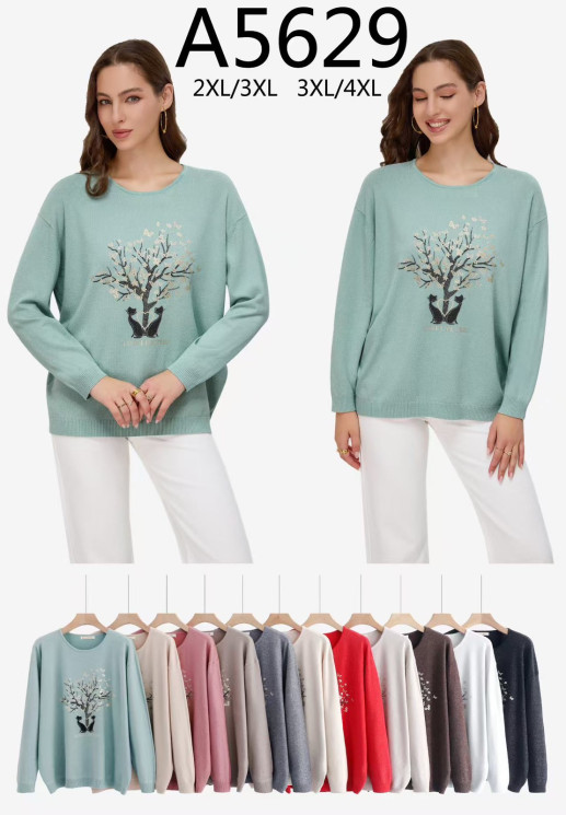 Светр жіночий, кашемір, м.A5629 (р. 2XL-4XL ), мікс кольорів, в упаковці 20 штук №338840 - Vanda SE1013