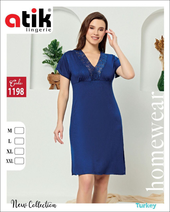 Нічна сорочка жіноча, бамбук, ажур, м.1198 (розмір: M-2XL ​), в упаковці 4 штуки №339736 - Karahan HR1930