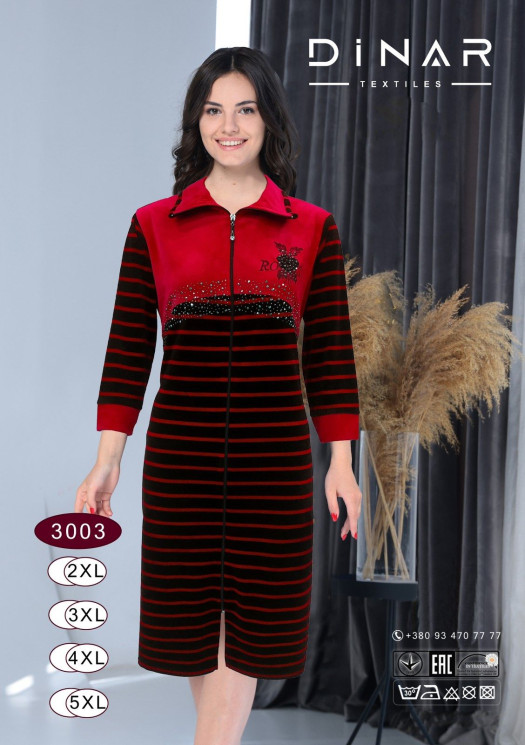 Халат жіночий, велюр на котоновій основі, м.3003 (Розмір: 2XL-5XL), в упаковці 4 штуки №319410 - RomeoLife SE544