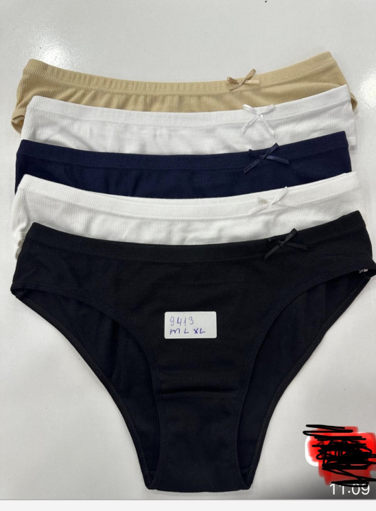 Труси жіночі, рубчик, м.9413 (р. М, L, XL), мікс кольорів, в упаковці 10 шт. №343583 - 