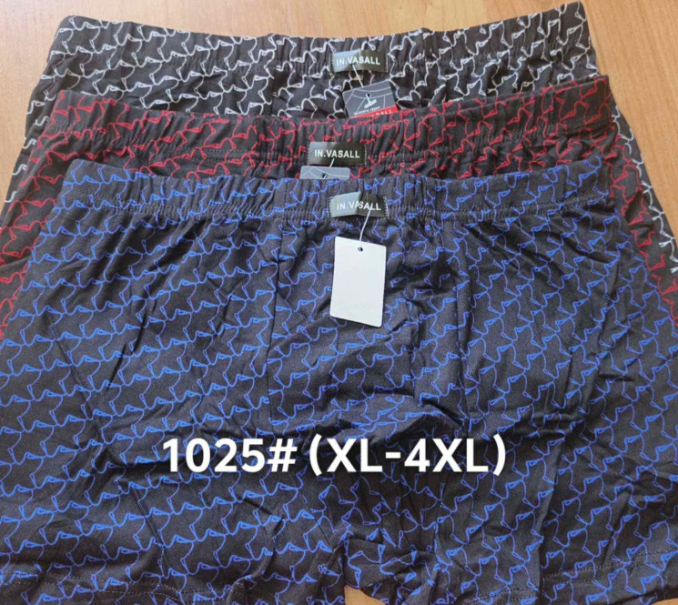 Труси чоловічі, бавовна, м.1025 (розмір: XL-4XL), мікс кольорів, в упаковці 24 шт. №326850 - Lilu 230/237