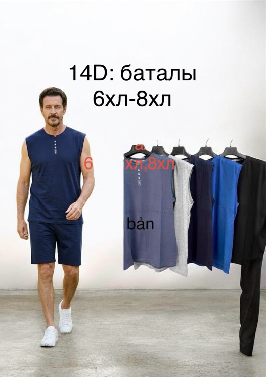 Майка чоловіча, трикотаж, м.14D (розмір: 6XL-8XL ), мікс кольорів, в упаковці 5 шт. №344142 - Vanda SE1013