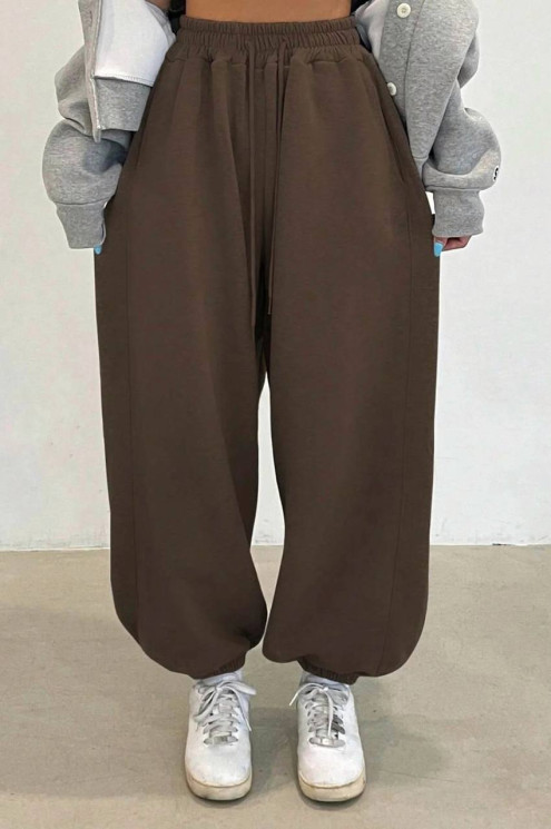 Жіночі спортивні джогери Maxi Oversize, двонитка, м. 7164, шоколад (р: 42-44, 44-46, 48-52) №710150 - GrandFashion AV4663 м. 7164