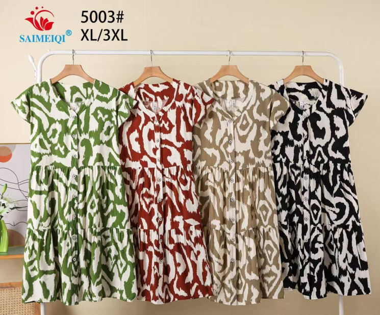 Сукня жіноча льон м.5003  (р. XL-3XL)  4 кольора в упаковці 3 штуки №762676 - Ekaterina