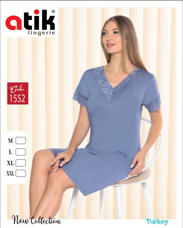 Нічна сорочка жіноча, бамбук, ажур, м.1552 (розмір: M-2XL ​), в упаковці 4 штуки №339737 - Karahan HR1930