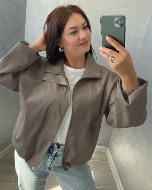 Бомбер (вітрівка) жіночий оверсайз, котон джинс м. 1238 (р: 54-56, 58-60) №828285 - 