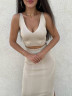Костюм жіночий з топом та спідницею-максі, в’язка м. Кіра (р. єдиний) беж №414577 - Margaret GOL799 мод. Кіра