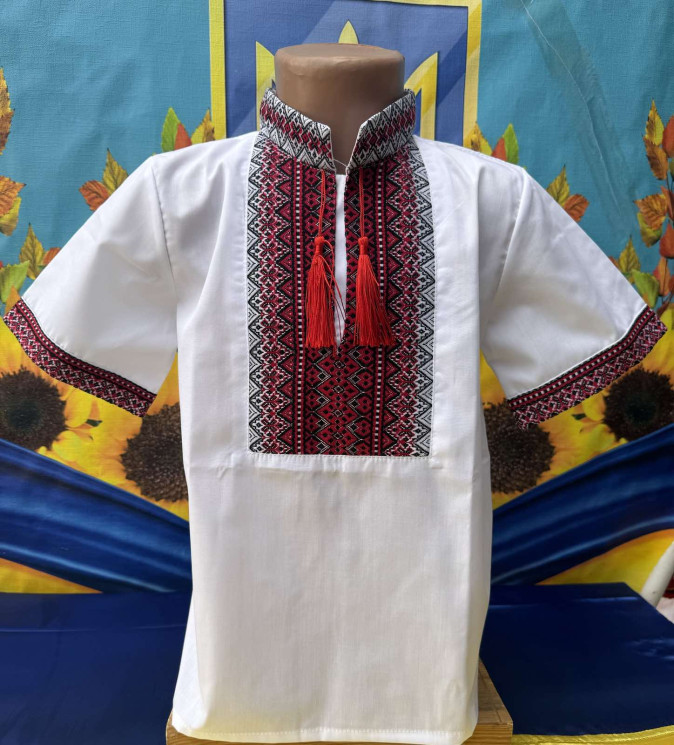 Вишиванка дитяча, паплін (розміри: зріст 122-152 ), в упаковці 6 штук №311122 - Delux 909
