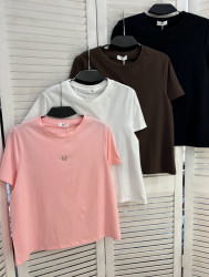 Футболка жіноча "2275" котон (р: one size) 4 кольори, в упаковці 5 шт. №385948