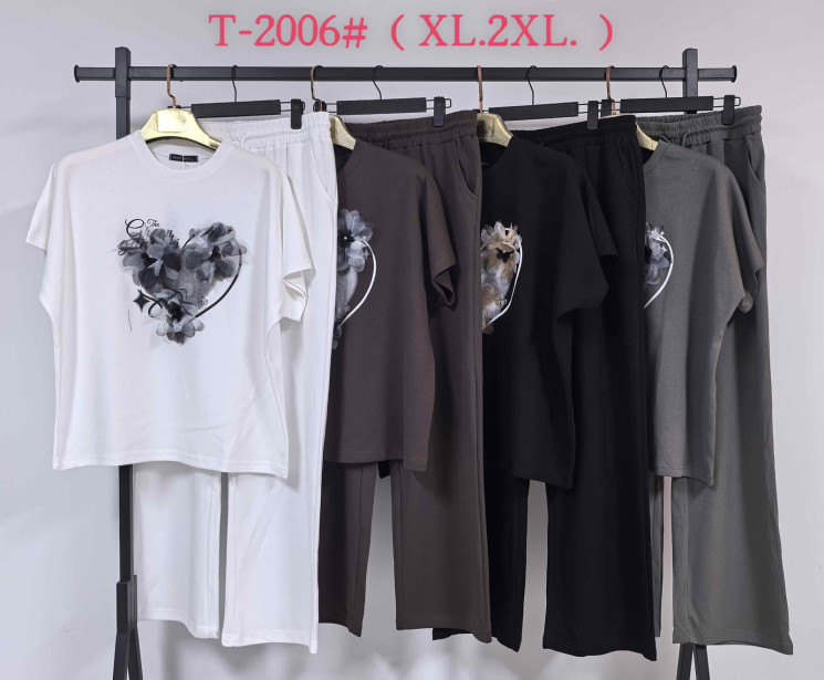 Костюм жіночий котон м.Т-2006 (Розмір:XL-2XL) 4 кольора в упаковці 10 штук №760786 - Saint Zel3317