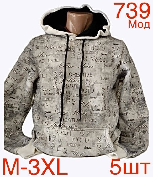 Худі чоловіча фліс м.739 (р.М-3XL) в упаковці 5 штук 758525 - Nadiyka BG/PO2161-2162
