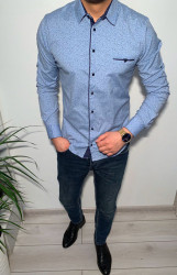 Сорочка No Brand р M-3XL Чоловіча R468 l.blue
