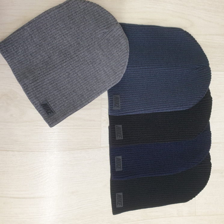 Шапка чоловіча "Nike" рубчик (р: 56-62) мікс кольорів, в упаковці 5 шт. №389759 - Ventil SE939