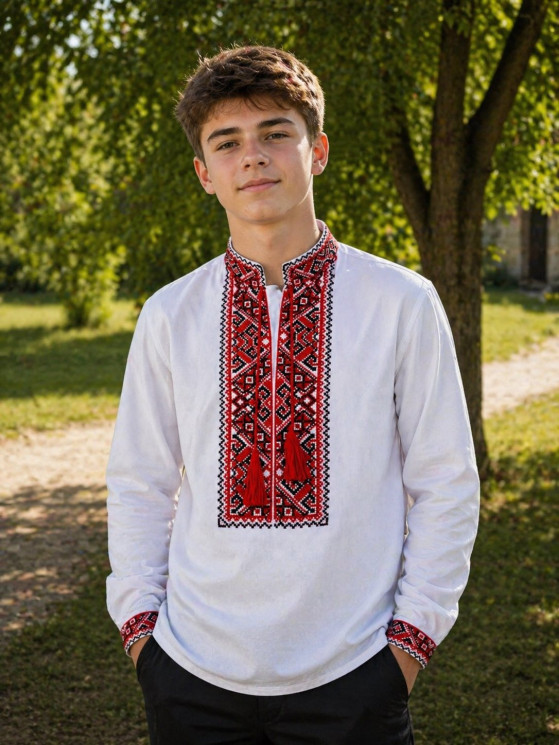 Вишиванка дитяча, паплін (розміри: 13-16 років ), в упаковці 4 штуки №343306 - Delux 909