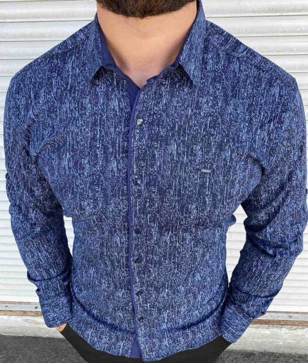 Сорочка No Brand р M-3XL Чоловіча S2908 blue - NikNumbers SE1041-1042