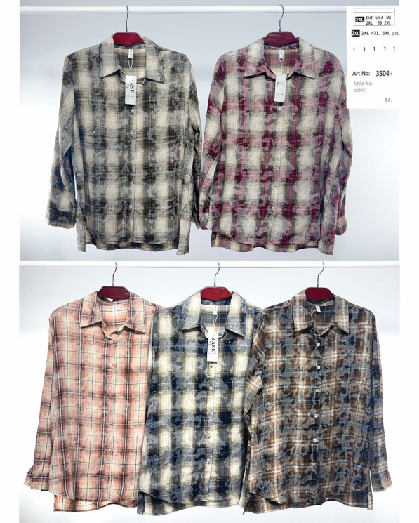 Сорочка жіноча "3504" фланель (р: 2XL-6XL) 5 кольорів, в упаковці 5 шт. №380605 - BASEBlake SE3412