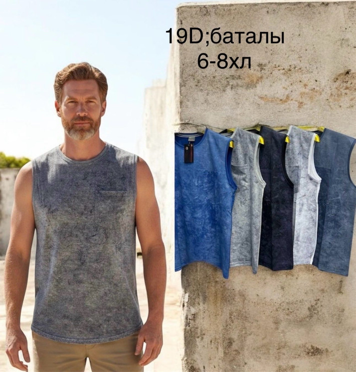 Майка чоловіча, трикотаж, м.19D (розмір: 6XL-8XL ), мікс кольорів, в упаковці 5 шт. №344145 - Vanda SE1013