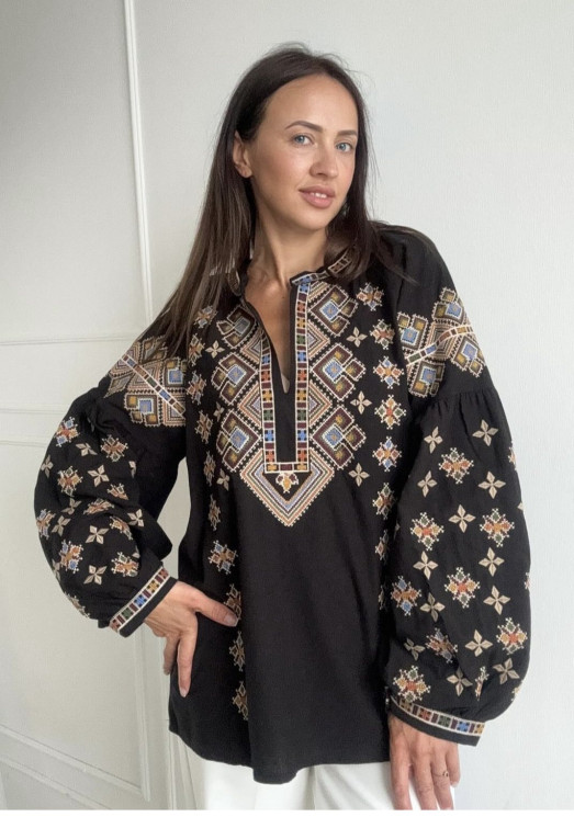 Вишиванка жіноча, льон (розміри: XL,2XL,3XL ), в упаковці 3 штуки №320559 - Delux 909