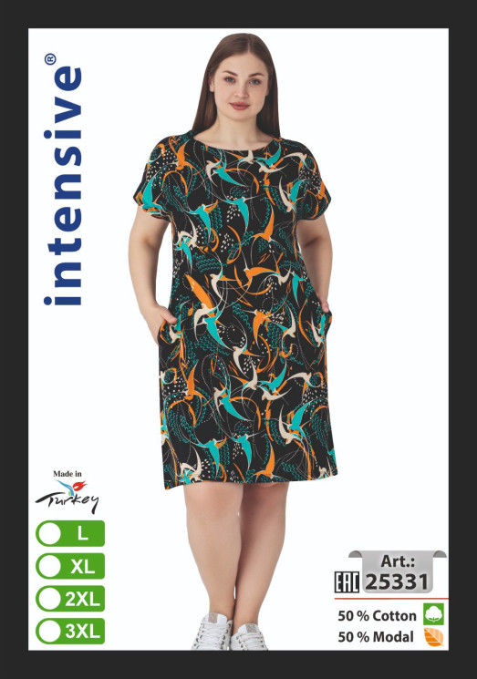 Сукня домашня жіноча "25331" (р: L,XL,2XL,3XL) в упаковці 4 шт. №371799 - Romex HR1980