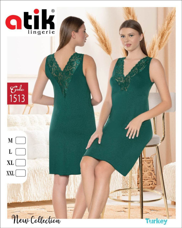 Нічна сорочка жіноча, бамбук, ажур, м.1513 (розмір: M-2XL ​), в упаковці 4 штуки №339740 - Karahan HR1930