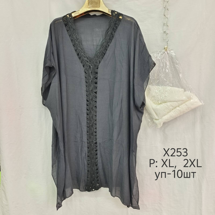Пляжна туніка жіноча "Х253" муслін (р: ХL,2XL) 2 кольори, в упаковці 5 шт. №383732 - Supermen ZL1412