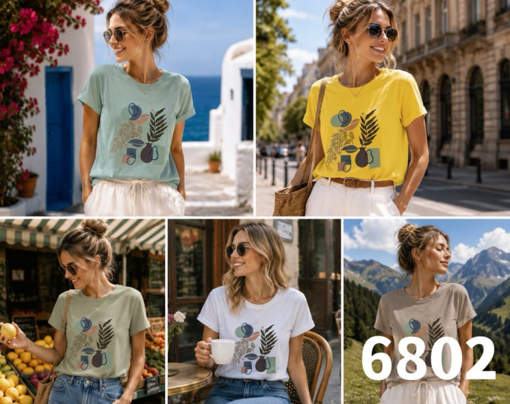 Футболка жіноча м.6802 (р:XL-5XL) 5 кольорів в упаковці 5 штук №762855 - Moda SE661