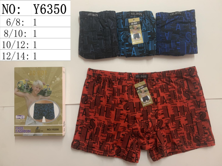 Труси дитячі, котон, м.Y6350 (розмір: 6-14 років ), 4 кольори, в упаковці 24 шт. №316263 - Lilu 230/237
