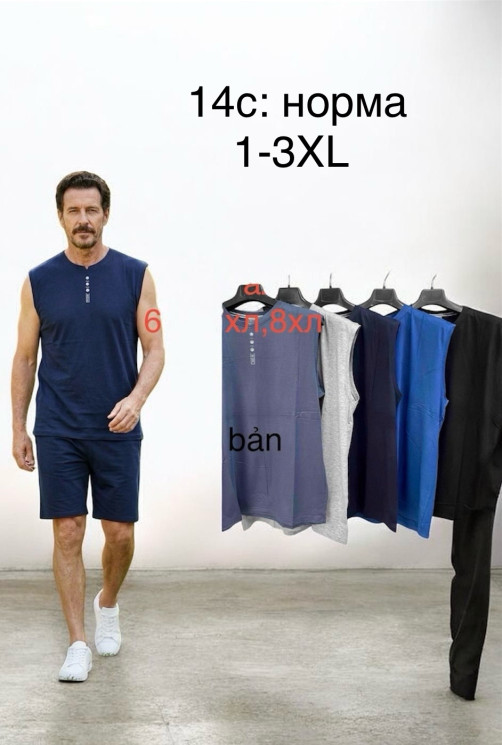 Майка чоловіча, трикотаж, м.14С (розмір: XL-5XL ), мікс кольорів, в упаковці 5 шт. №344146 - Vanda SE1013