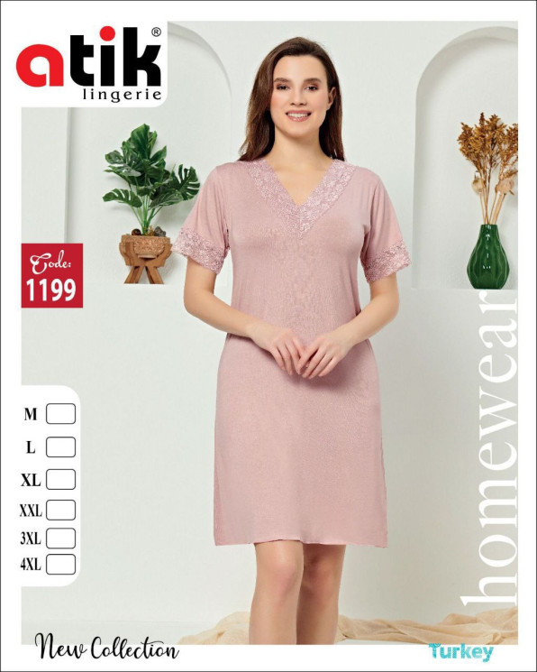 Нічна сорочка жіноча, бамбук, ажур, м.1199 (розмір: M-4XL ​), в упаковці 6 штук №339741 - Karahan HR1930