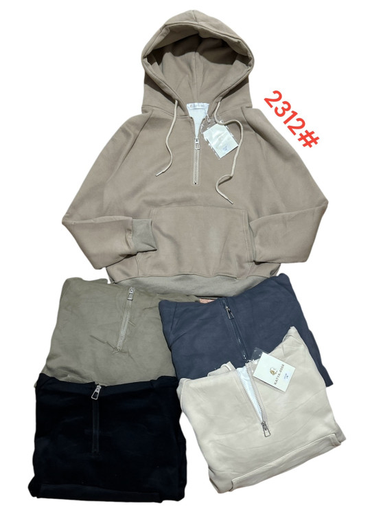 Батник жіночий, трикотаж, хутро, м.2312 (Розмір: S-XL ), 5 кольорів, в упаковці 4 штуки №333881 - 