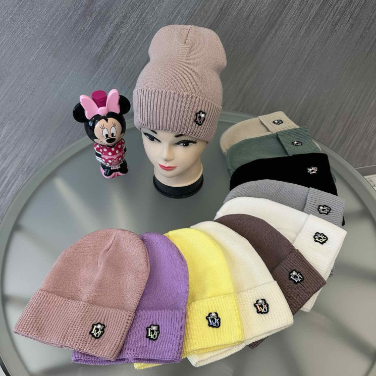Шапка дитяча з відворотом, акрил, одинарна в'язка, м.Dior (Розмір: 52-54 ), різні кольори, в упаковці 5 штук №340288 - Great