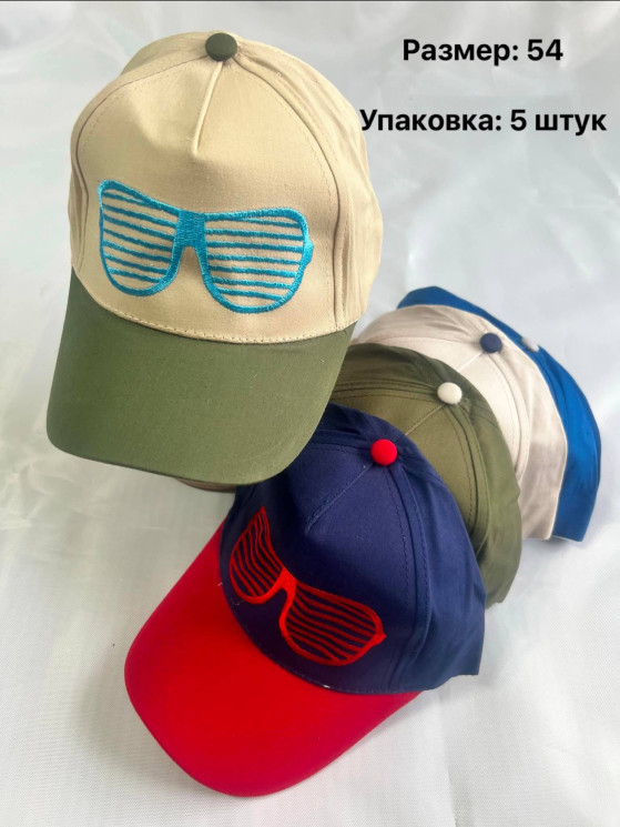 Кепка дитяча, котон (Розмір: 54), мікс кольорів, в упаковці 5 штук №345284 - Milka 298
