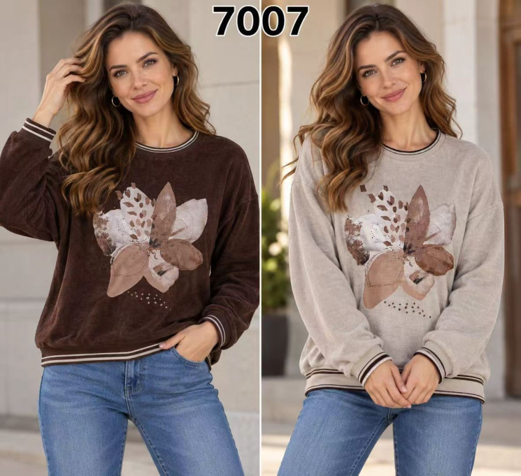 Кофта жіноча "7007" вельвет (р: 48-54) 2 кольори, в упаковці 5 шт. №390579 - Natasha SE669