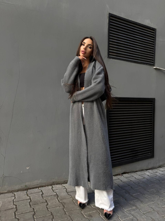 Кардиган жіночий подовжений, вʼязка м. 135 (р. єдиний) сірий №413067 - NoName GOL1466 мод. 135