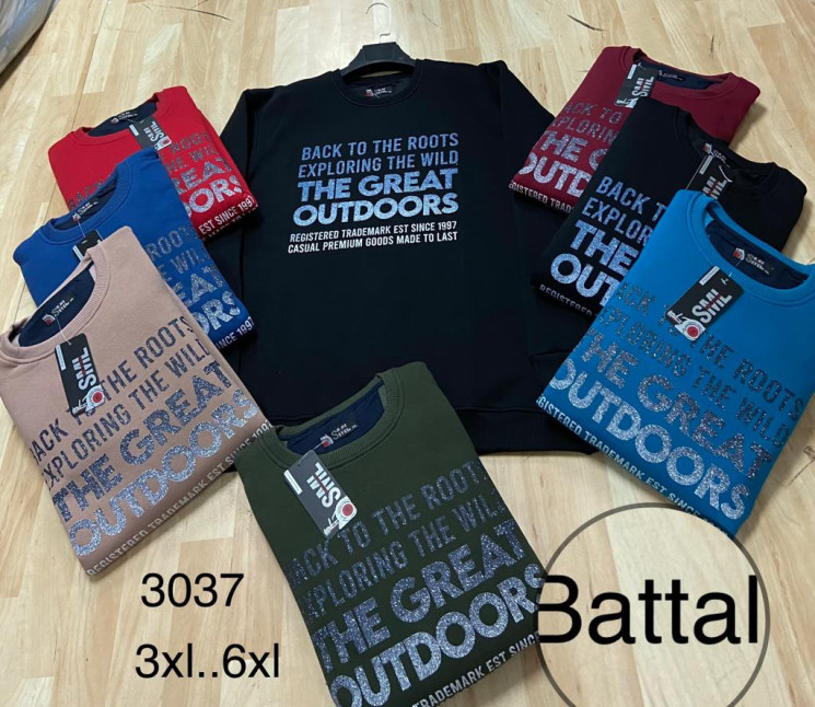 Батник чоловічий батал (Розмір: 3XL -6XL) на флісі "3037" №809333 - Wolf HR306