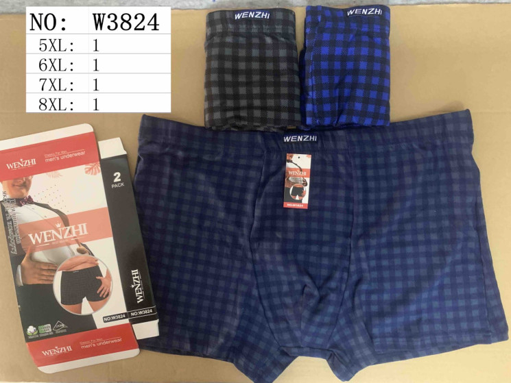 Труси чоловічі, котон, м.W3824 (розмір: 5XL-8XL), мікс кольорів, в упаковці 24 шт. №340023 - VanKiey 434