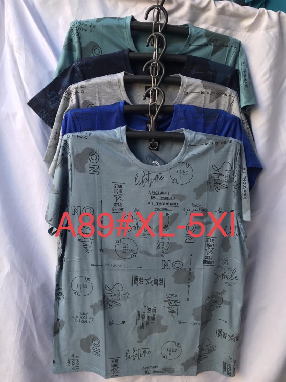 Футболка чоловіча, трикотаж, м.А89 (р. XL–5XL), мікс кольорів, в упаковці 10 штук №327013 - Iris BG/PO436