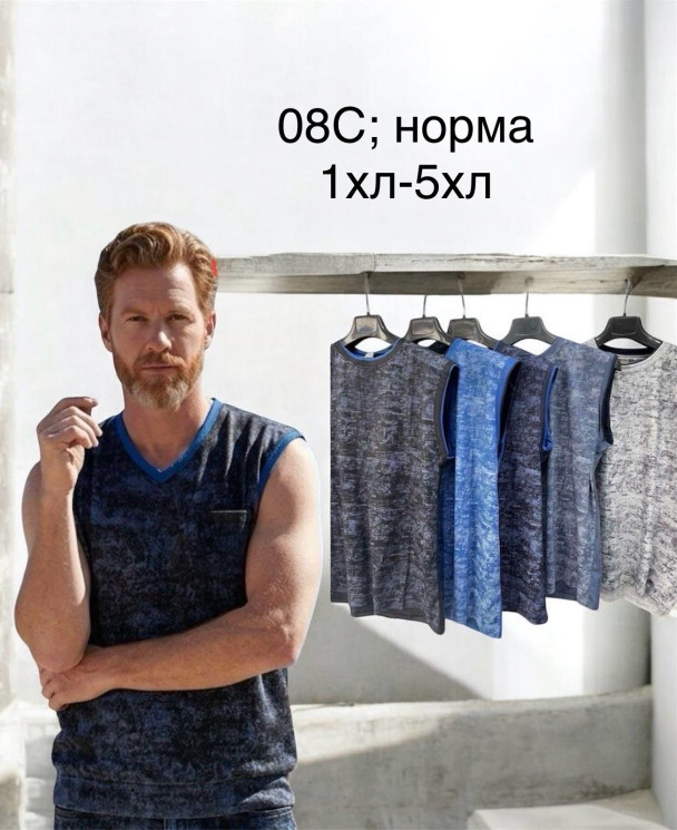 Майка чоловіча, трикотаж, м.08С (розмір: XL-5XL ), мікс кольорів, в упаковці 5 шт. №344148 - Vanda SE1013