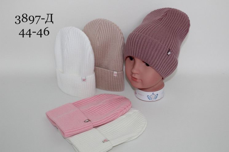 Шапка дитяча, трикотаж, одинарна в'язка, м.3897-Д (Р: 44-46 см), різні кольори, в упаковці 5 шт. №317717 - Great