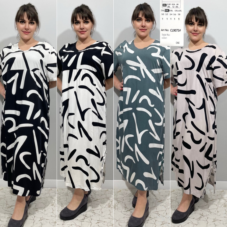 Сукня жіноча "CL9075" штапель (р: 2XL,3XL,4XL,5XL,6XL) 4 кольори, в упаковці 5 шт. №366023 - 