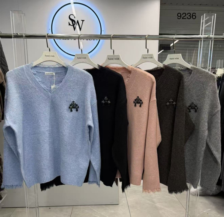Кофта жіноча кашемір м.9236 (Розмір:M-XL) мікс кольорів в упаковці 8 штук №764167 - Saint Zel3317