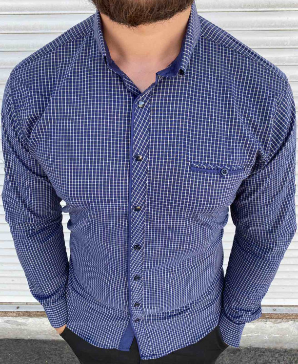 Сорочка No Brand р M-3XL Чоловіча S2912 blue - NikNumbers SE1041-1042