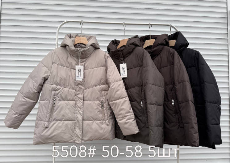 Куртка жіноча, плащівка, синтепон, м.5508 (розмір: 50-58 ), 4 кольори, в упаковці 5 штук №340507 - Vanda SE1013