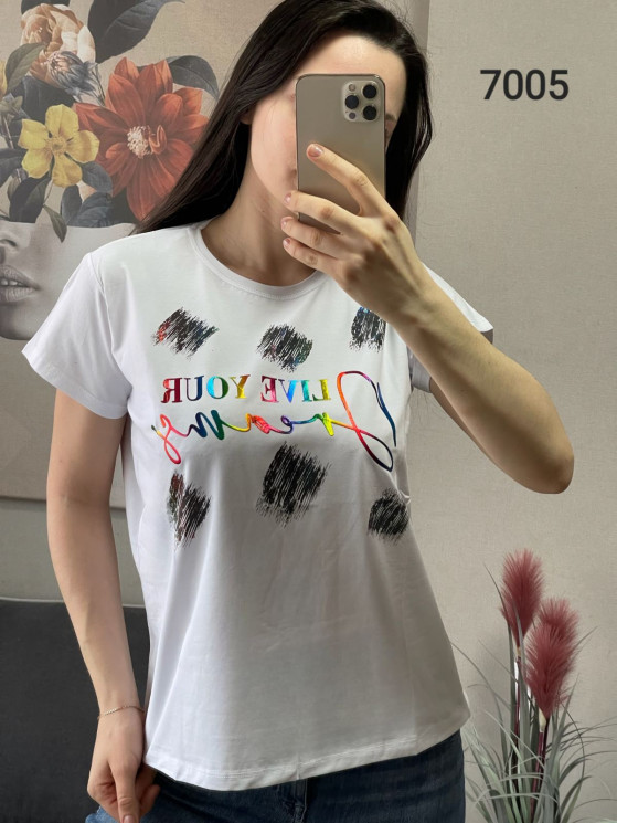 Футболка жіноча, трикотаж, м.7005 (р. 44-46;48-50 ), 5 кольорів, в упаковці 2 штуки №314492 - Korona UG 4477