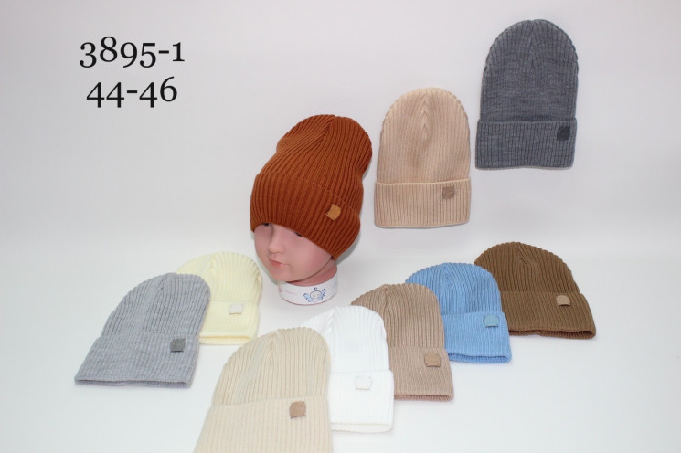 Шапка дитяча, трикотаж, одинарна в'язка, м.3895-1 (Р: 44-46 см), різні кольори, в упаковці 5 шт. №317718 - Great